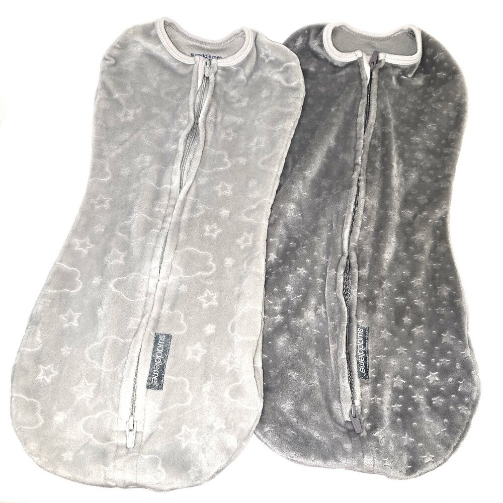 2 Grey Fleece swaddlers for new borns, Swaddle Me,size 0-2 months